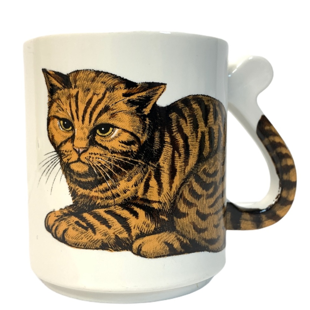 Vintage Orange Cat Coffee Mug Japan 8oz